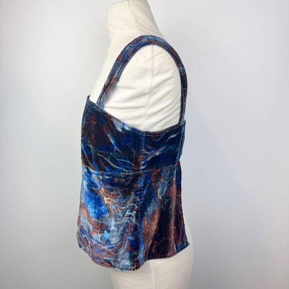 Pilcro Velvet Flyaway Top Blue Burnout Open Back Tank Size M - Picture 4 of 11